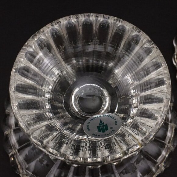 2 Clear Glass Partylite Pedestal Base Candle Holders  For 2 Sizes Taper Pillar - Picture 9 of 14